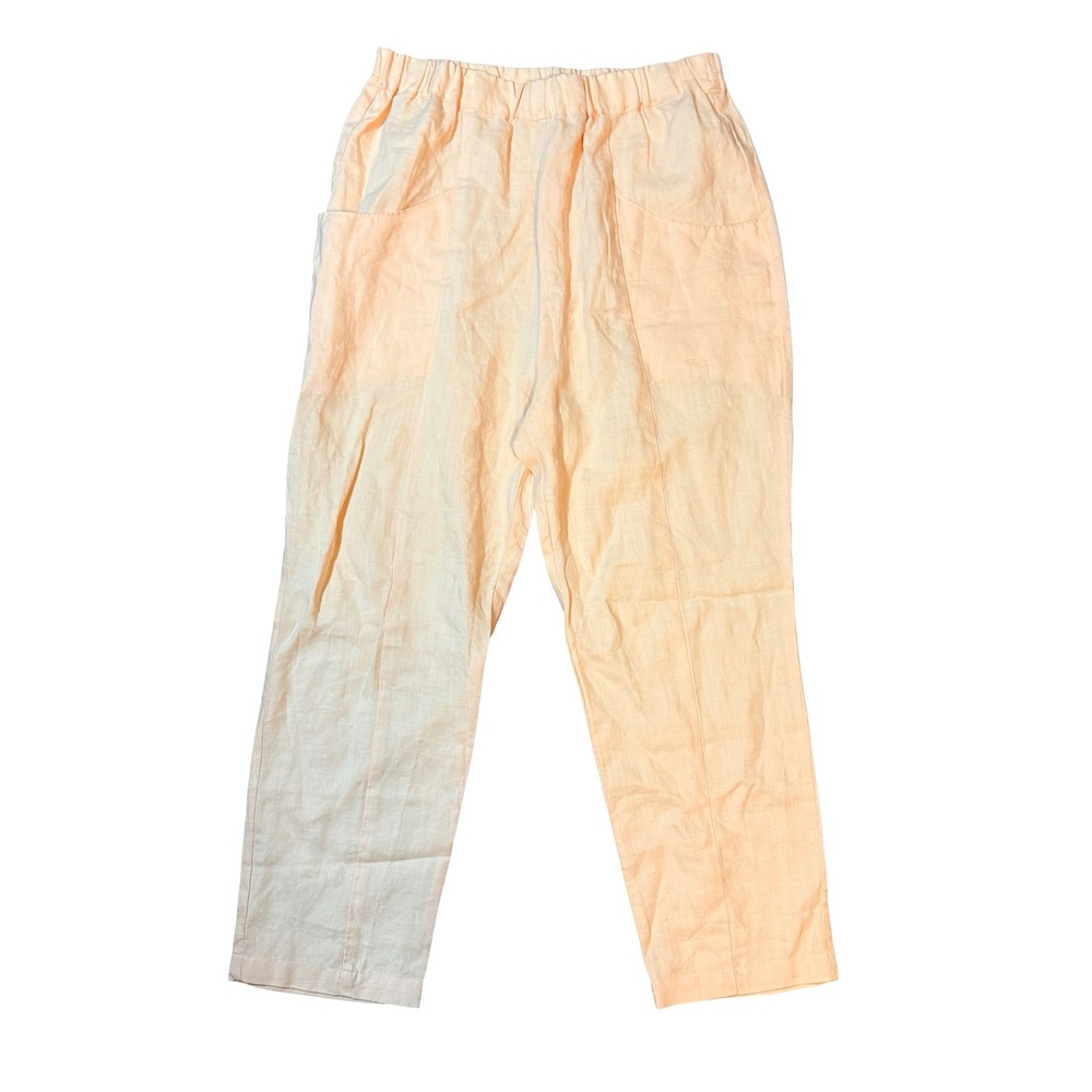 MATE the Label Peach 100% Linen Elastic Waist Pocket Crop Pants L Made in LA